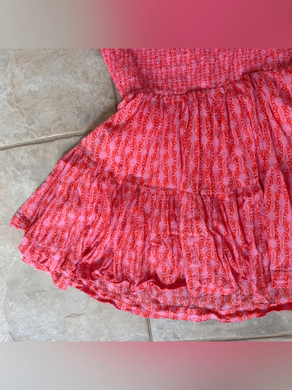 Free People Sweet Annie Mini Dress in Pink Combo Size Medium